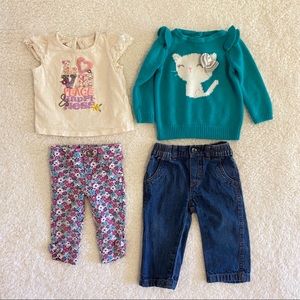 Bundle 6-12m baby girl tops and pants outfit
